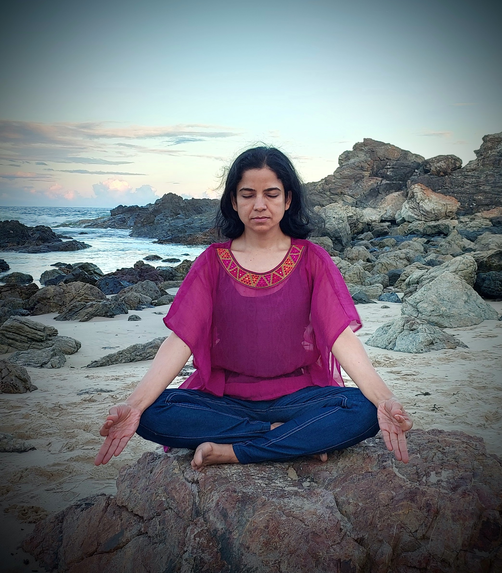 Mindfulness meditation and peaceful yoga practice for inner peace at Yuj Yoga Sydney studio